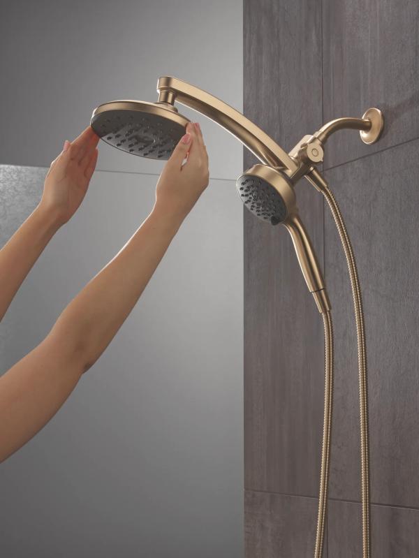 DELTA Universal Showering Components PivotPro 3-in-1 Combination Shower with TouchClean Spray Face — Champagne Bronze