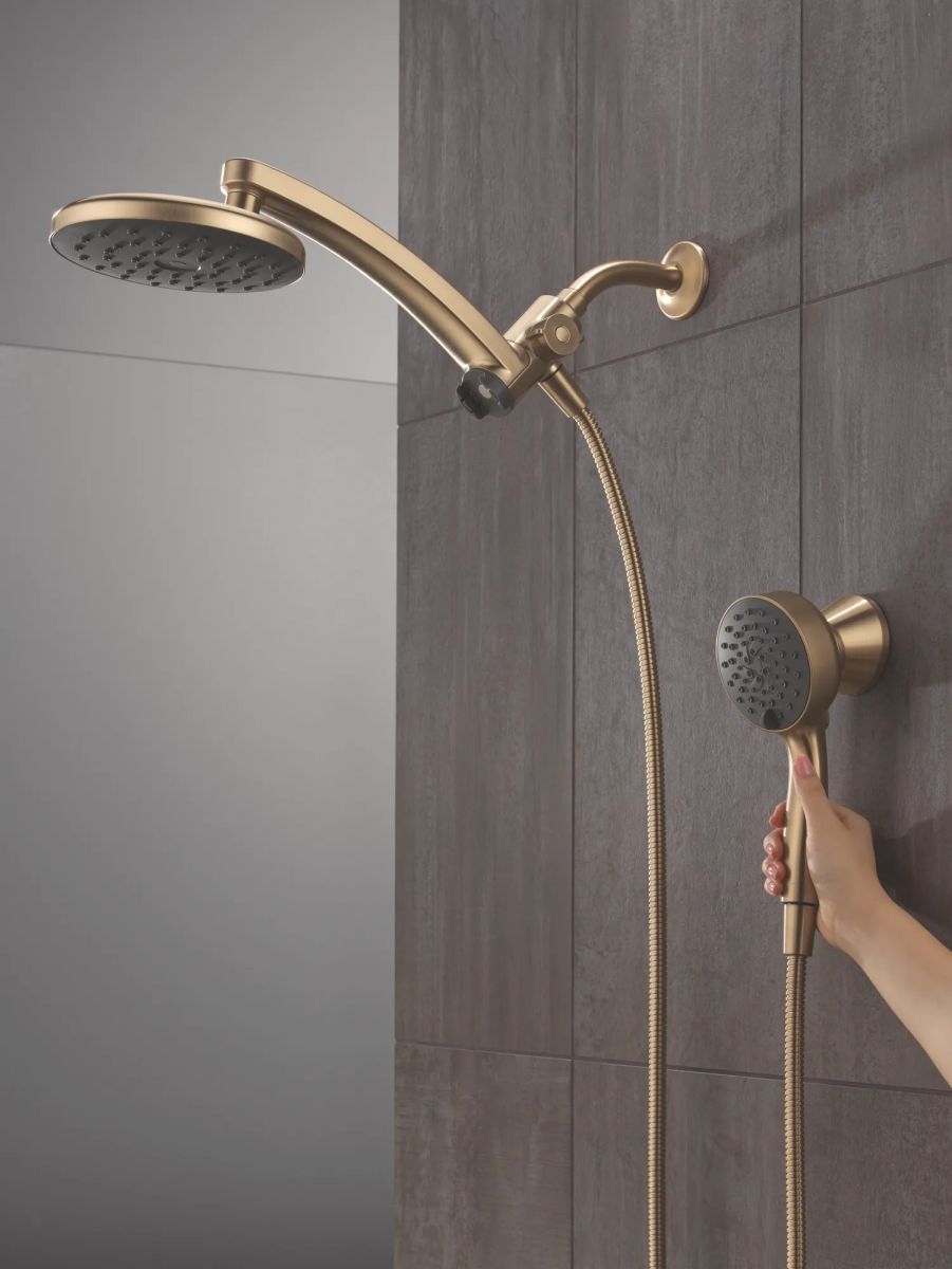 DELTA Universal Showering Components PivotPro 3-in-1 Combination Shower with TouchClean Spray Face — Champagne Bronze