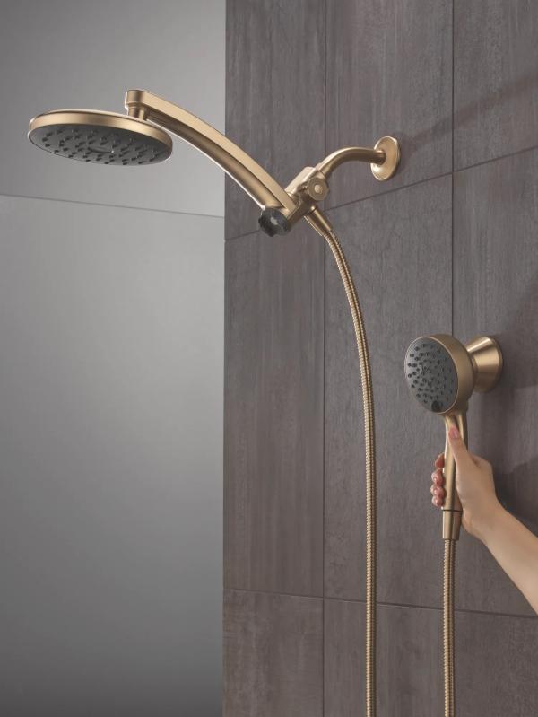 DELTA Universal Showering Components PivotPro 3-in-1 Combination Shower with TouchClean Spray Face — Champagne Bronze