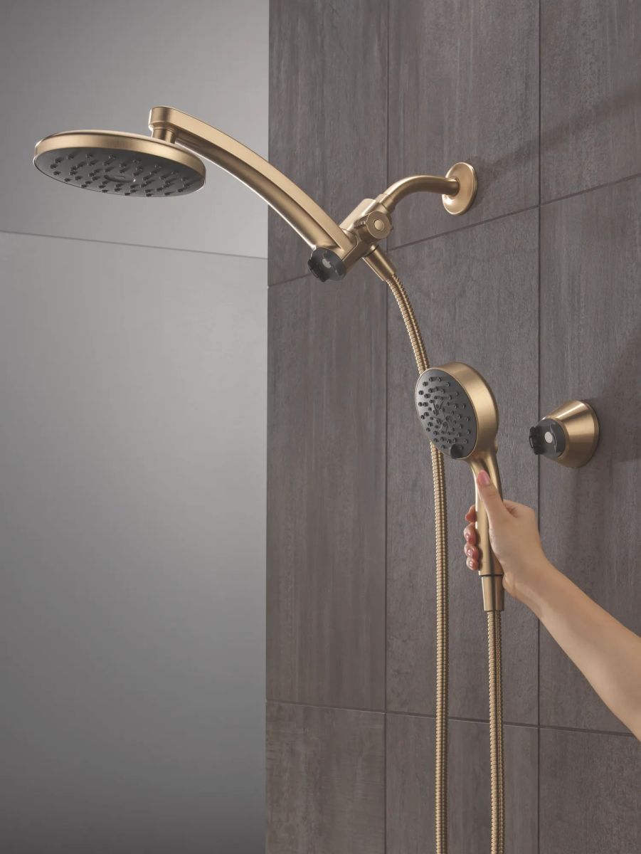 DELTA Universal Showering Components PivotPro 3-in-1 Combination Shower with TouchClean Spray Face — Champagne Bronze