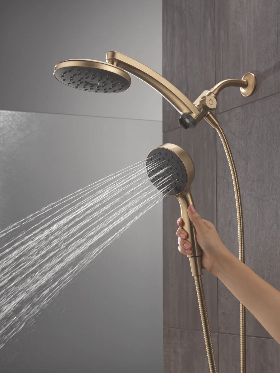 DELTA Universal Showering Components PivotPro 3-in-1 Combination Shower with TouchClean Spray Face — Champagne Bronze