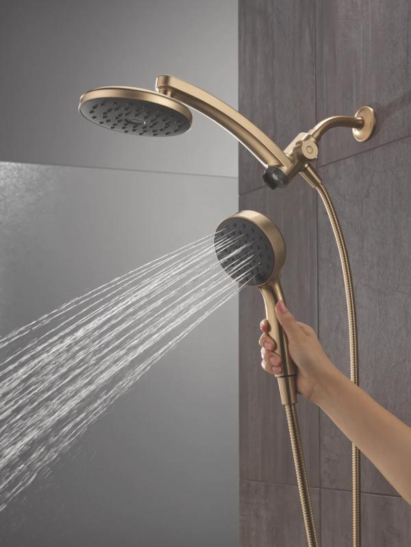 DELTA Universal Showering Components PivotPro 3-in-1 Combination Shower with TouchClean Spray Face — Champagne Bronze