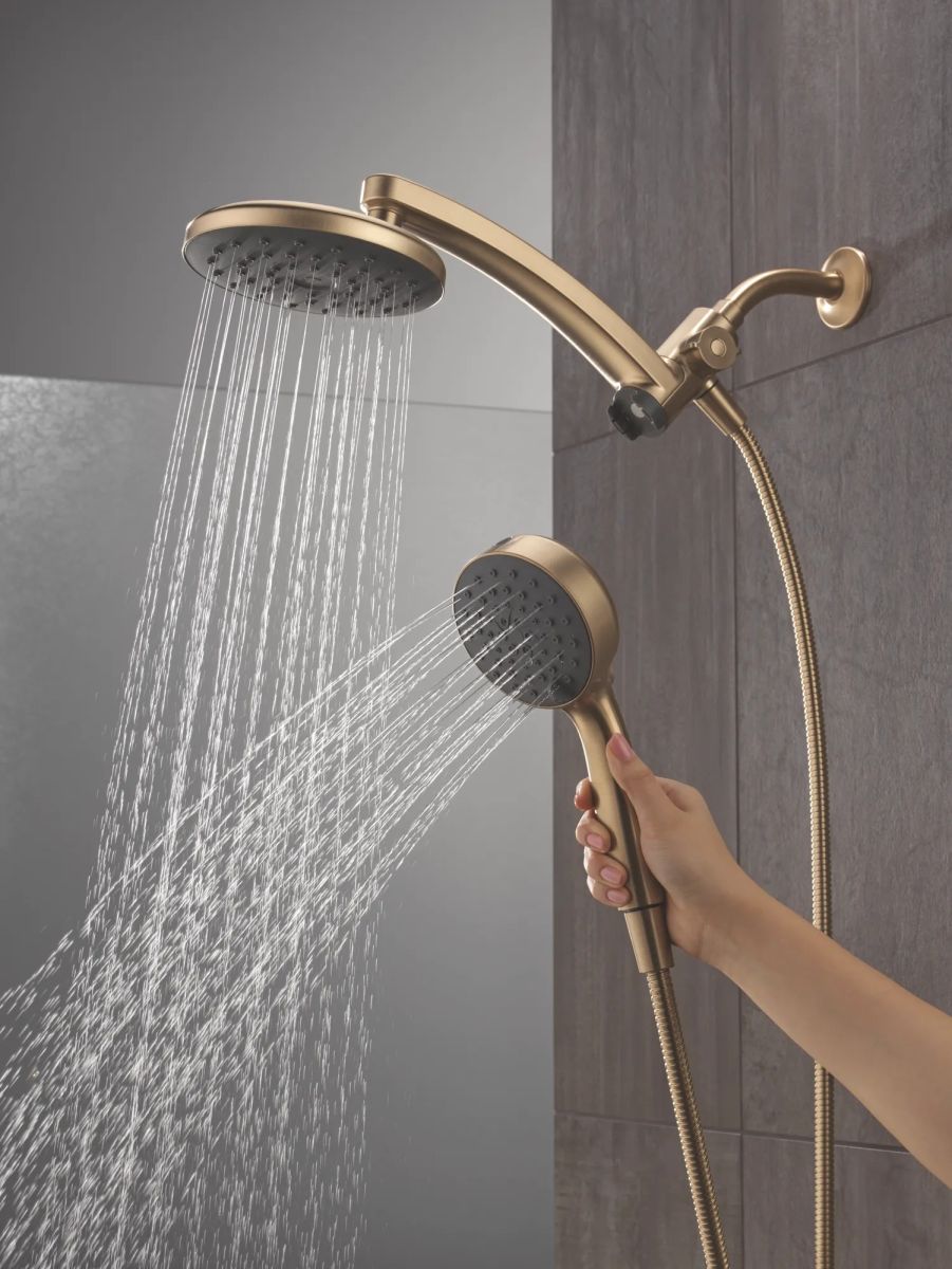 DELTA Universal Showering Components PivotPro 3-in-1 Combination Shower with TouchClean Spray Face — Champagne Bronze