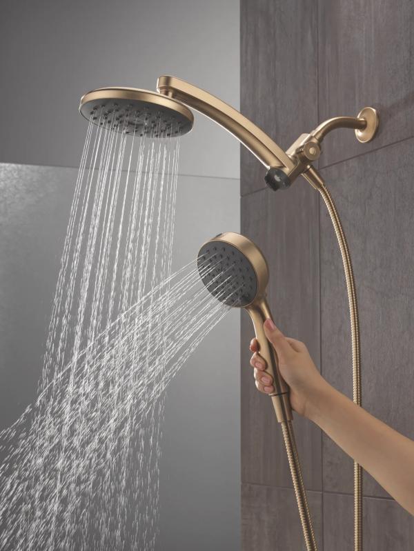 DELTA Universal Showering Components PivotPro 3-in-1 Combination Shower with TouchClean Spray Face — Champagne Bronze