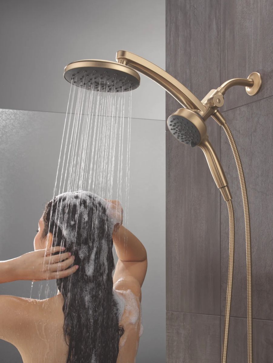 DELTA Universal Showering Components PivotPro 3-in-1 Combination Shower with TouchClean Spray Face — Champagne Bronze