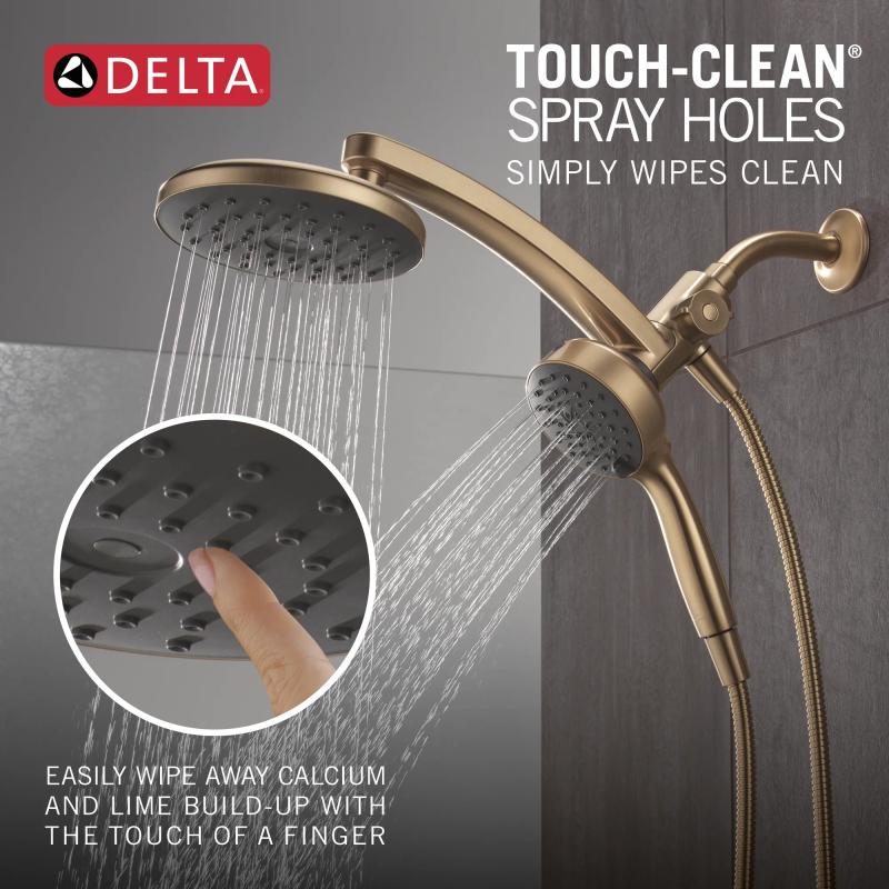 DELTA Universal Showering Components PivotPro 3-in-1 Combination Shower with TouchClean Spray Face — Champagne Bronze