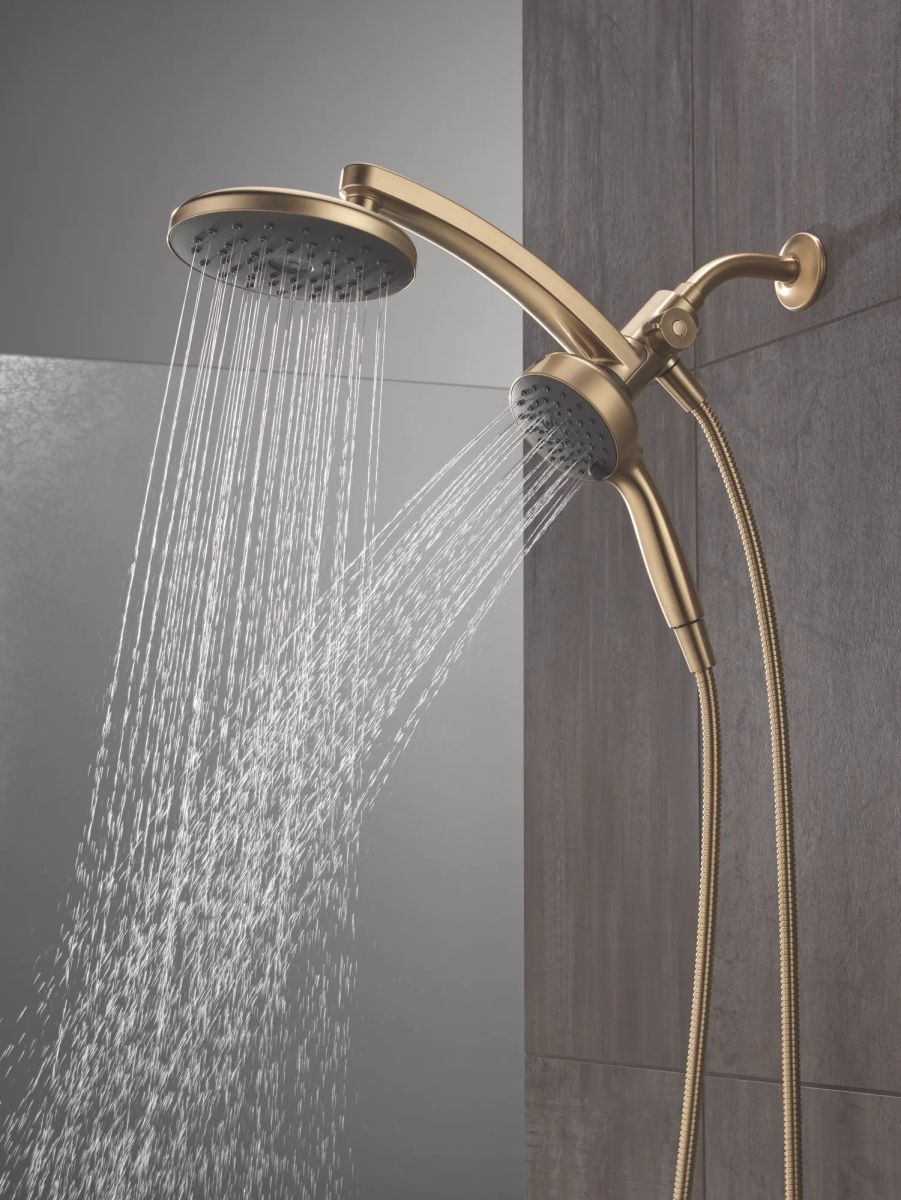 DELTA Universal Showering Components PivotPro 3-in-1 Combination Shower with TouchClean Spray Face — Champagne Bronze