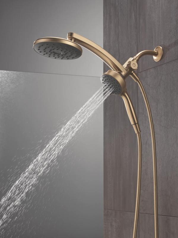 DELTA Universal Showering Components PivotPro 3-in-1 Combination Shower with TouchClean Spray Face — Champagne Bronze