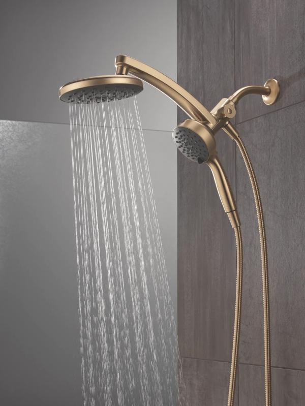 DELTA Universal Showering Components PivotPro 3-in-1 Combination Shower with TouchClean Spray Face — Champagne Bronze