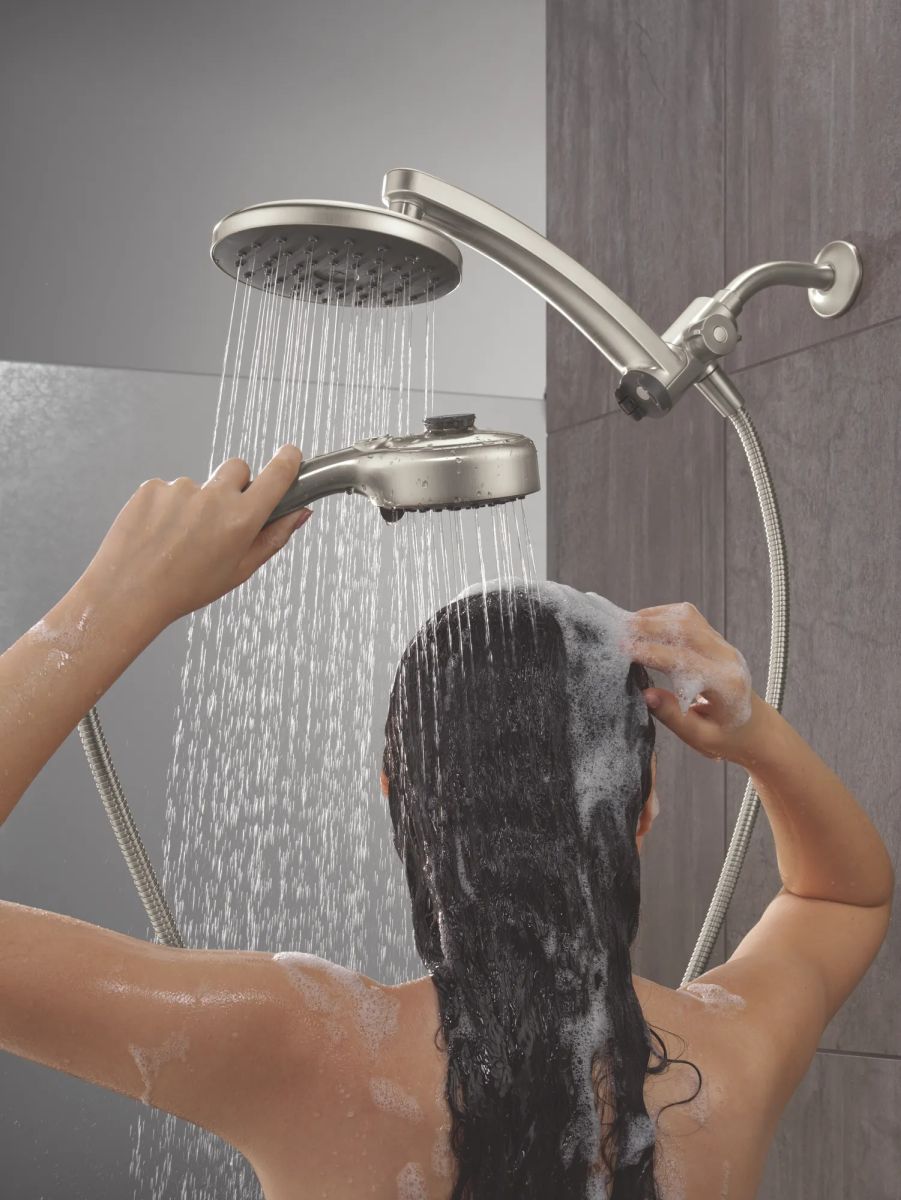 DELTA Universal Showering Components PivotPro 3-in-1 Combination Shower with TouchClean Spray Face — Spotshield Brushed Nickel