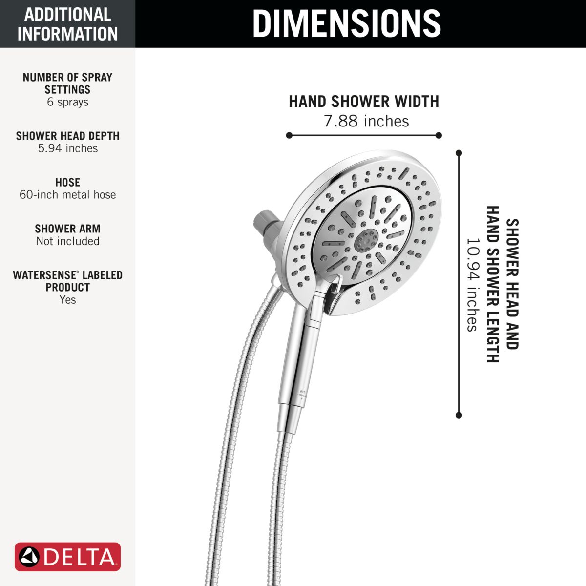 DELTA Universal Showering Components 6-Setting In2ition  with ProClean — Chrome