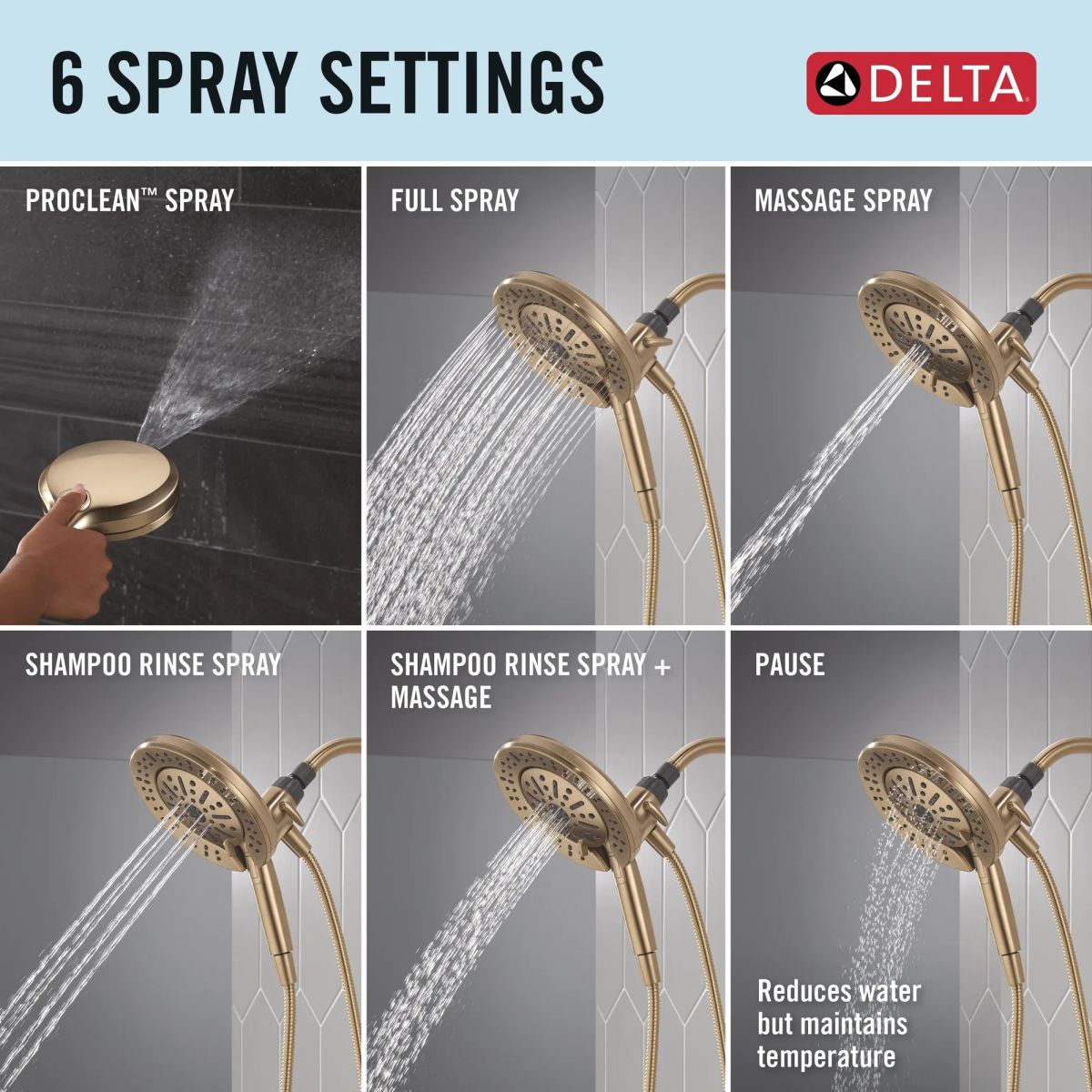 DELTA Universal Showering Components 6-Setting In2ition  with ProClean — Champagne Bronze