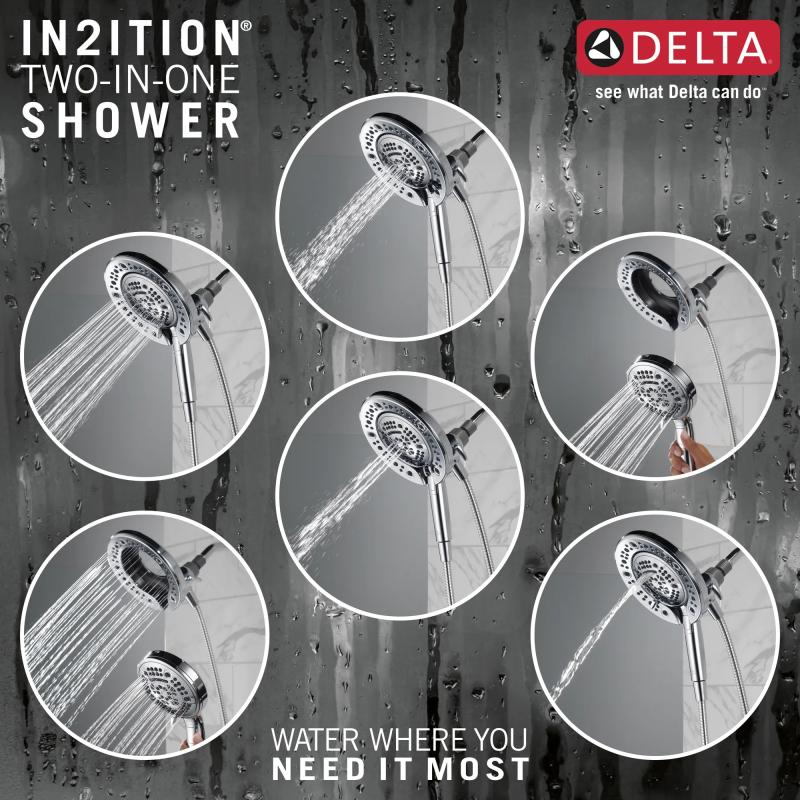 DELTA Universal Showering Components In2ition 7-Setting Two-in-One Shower — Chrome