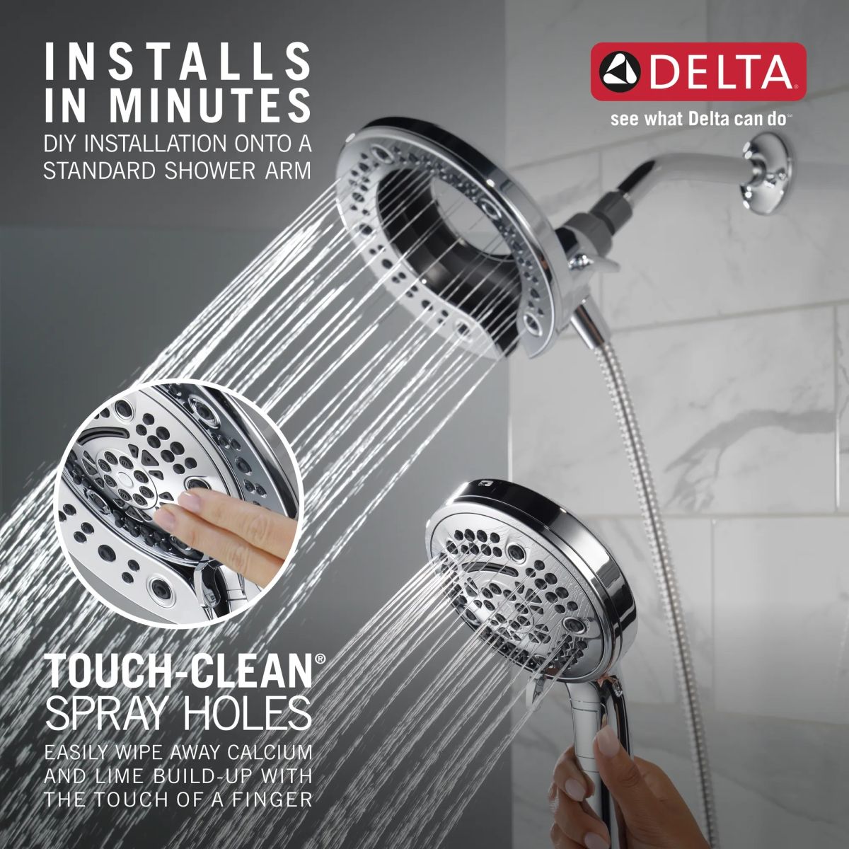 DELTA Universal Showering Components In2ition 7-Setting Two-in-One Shower — Chrome