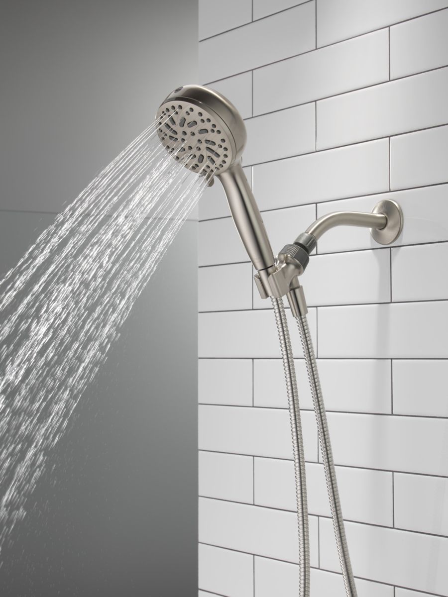 DELTA Universal Showering Components 6-Setting Hand Shower with Cleaning Spray — Spotshield Brushed Nickel