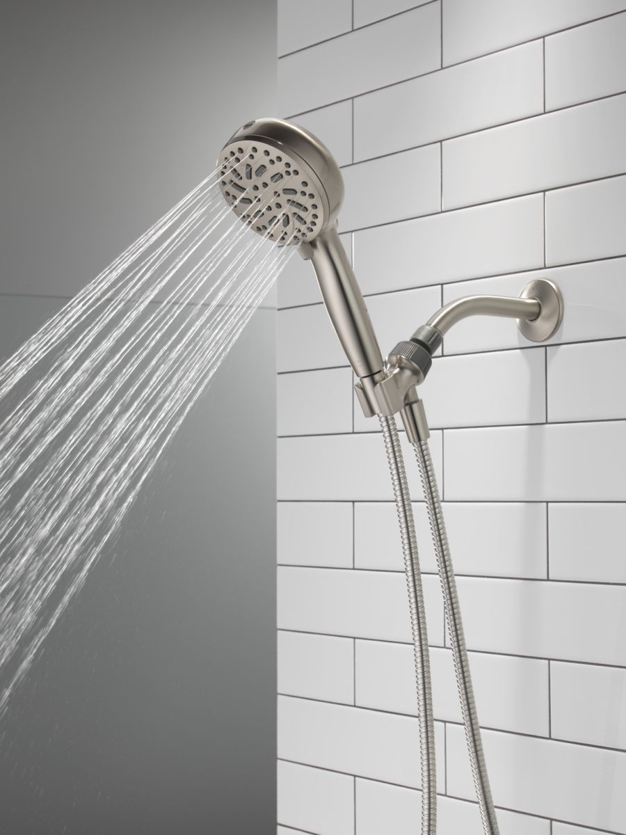 DELTA Universal Showering Components 6-Setting Hand Shower with Cleaning Spray — Spotshield Brushed Nickel