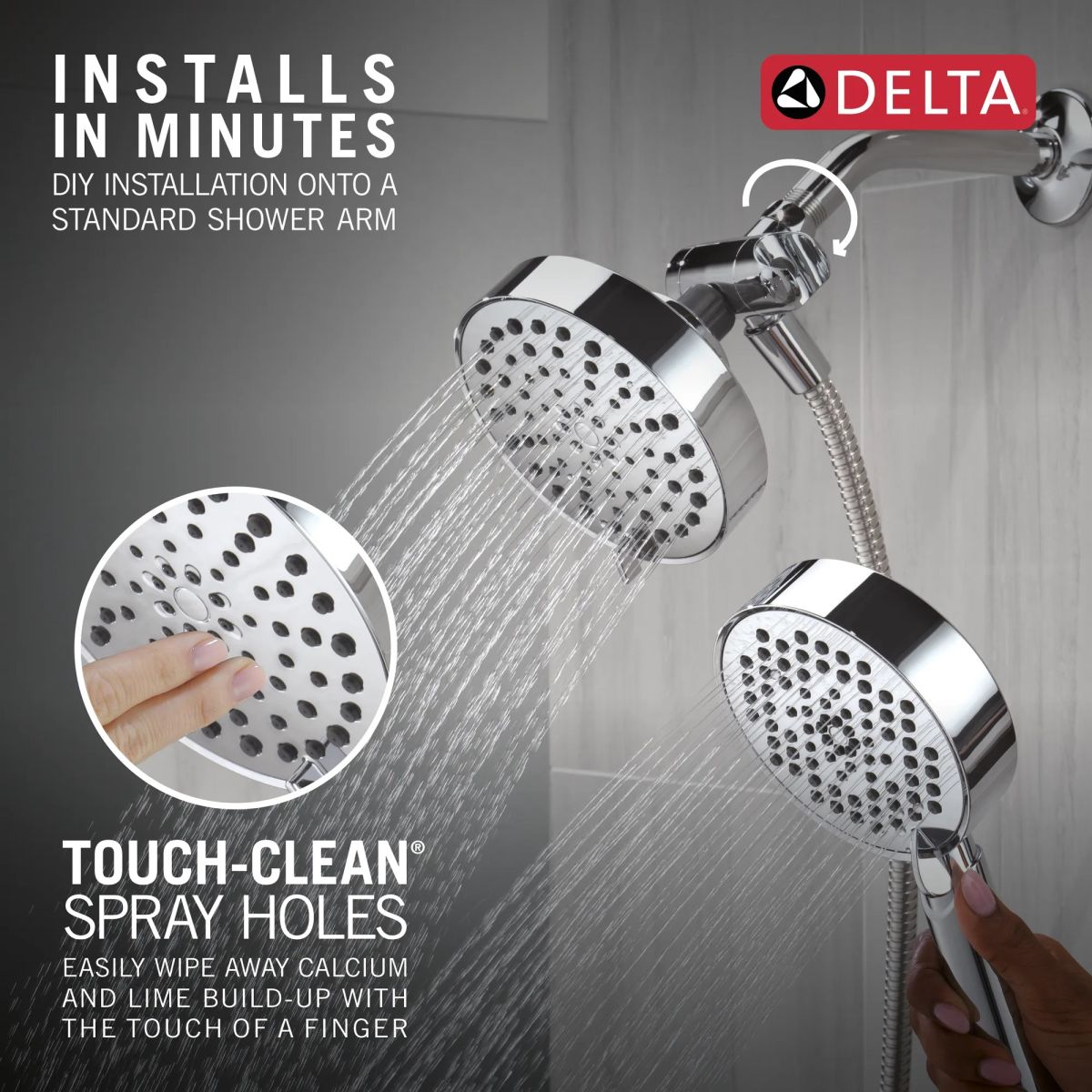 DELTA Universal Showering Components 5-Setting Two-in-One Combination Shower with Additional Mount — Chrome
