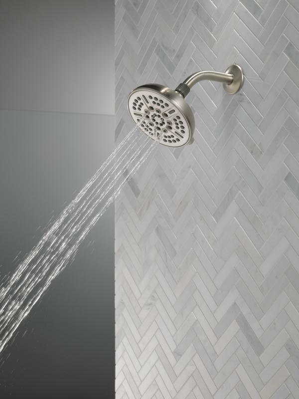 DELTA Universal Showering Components 8-Setting Shower Head — Spotshield Brushed Nickel