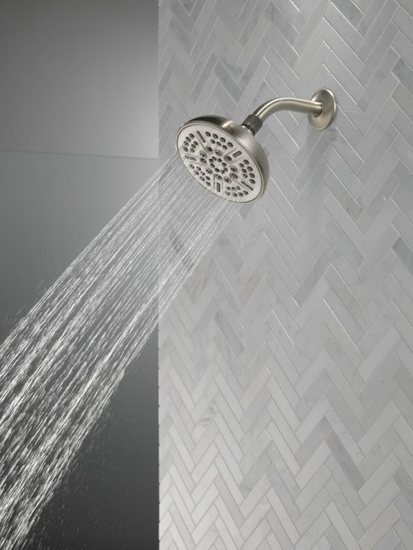 DELTA Universal Showering Components 8-Setting Shower Head — Spotshield Brushed Nickel