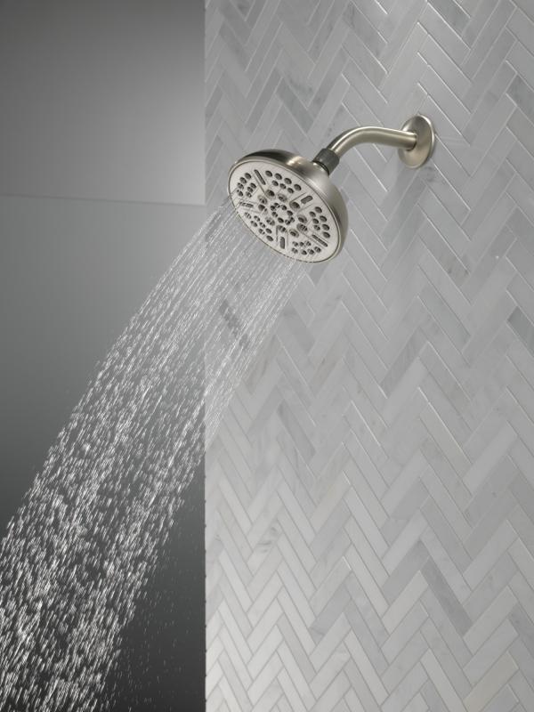 DELTA Universal Showering Components 8-Setting Shower Head — Spotshield Brushed Nickel