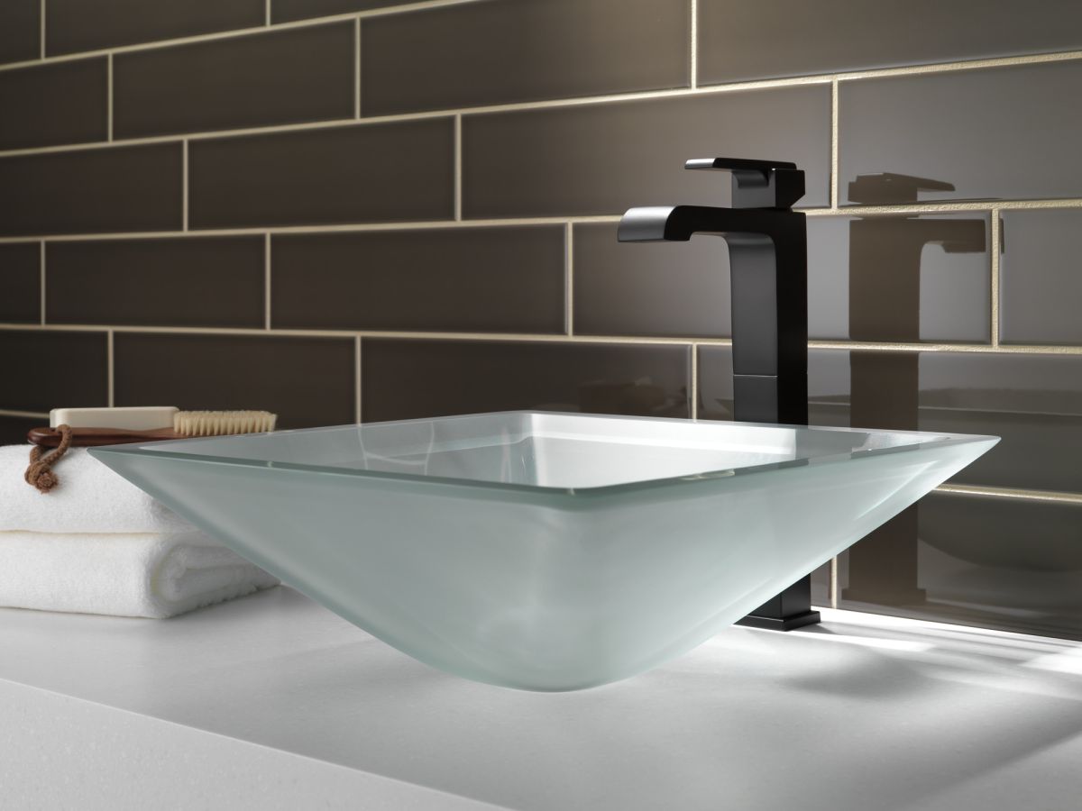 DELTA Ara Single Handle Vessel Bathroom Faucet — Matte Black