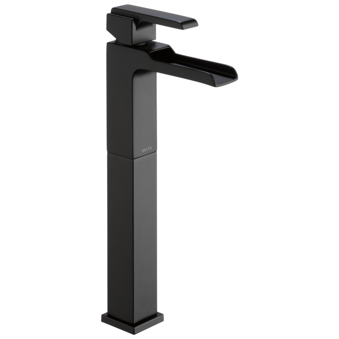 DELTA Ara Single Handle Vessel Channel Bathroom Faucet — Matte Black