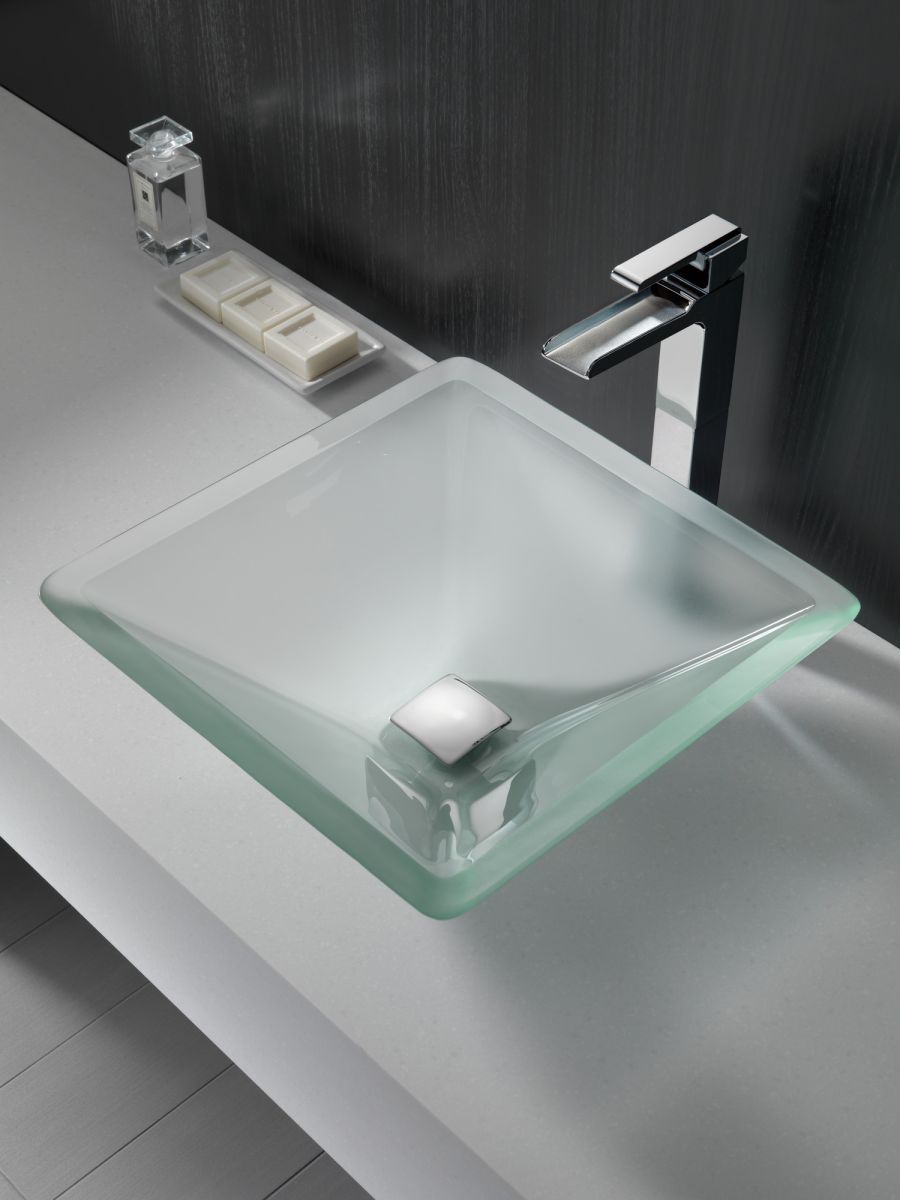DELTA Ara Single Handle Vessel Channel Bathroom Faucet — Chrome