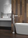 DELTA Zura Single Handle Floor Mount Tub Filler Trim with Hand Shower — Chrome