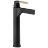 DELTA Zura Single Handle Vessel Bathroom Faucet — Matte Black / Champagne Bronze