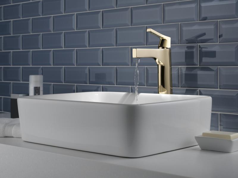 DELTA Zura Single Handle Vessel Bathroom Faucet — Polished Nickel