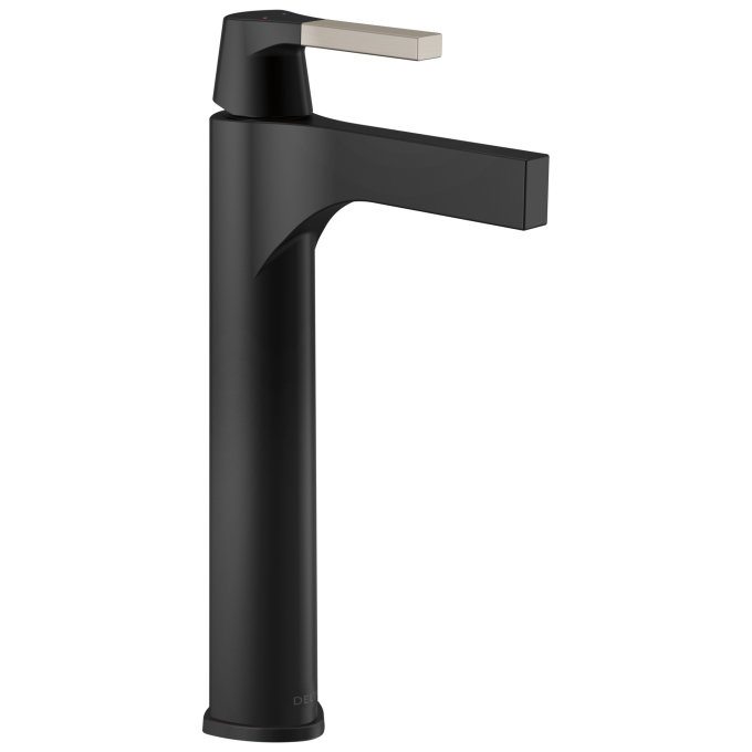DELTA Zura Single Handle Vessel Bathroom Faucet — Matte Black / Stainless