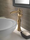 DELTA Cassidy Single Handle Channel Vessel Bathroom Faucet — Champagne Bronze