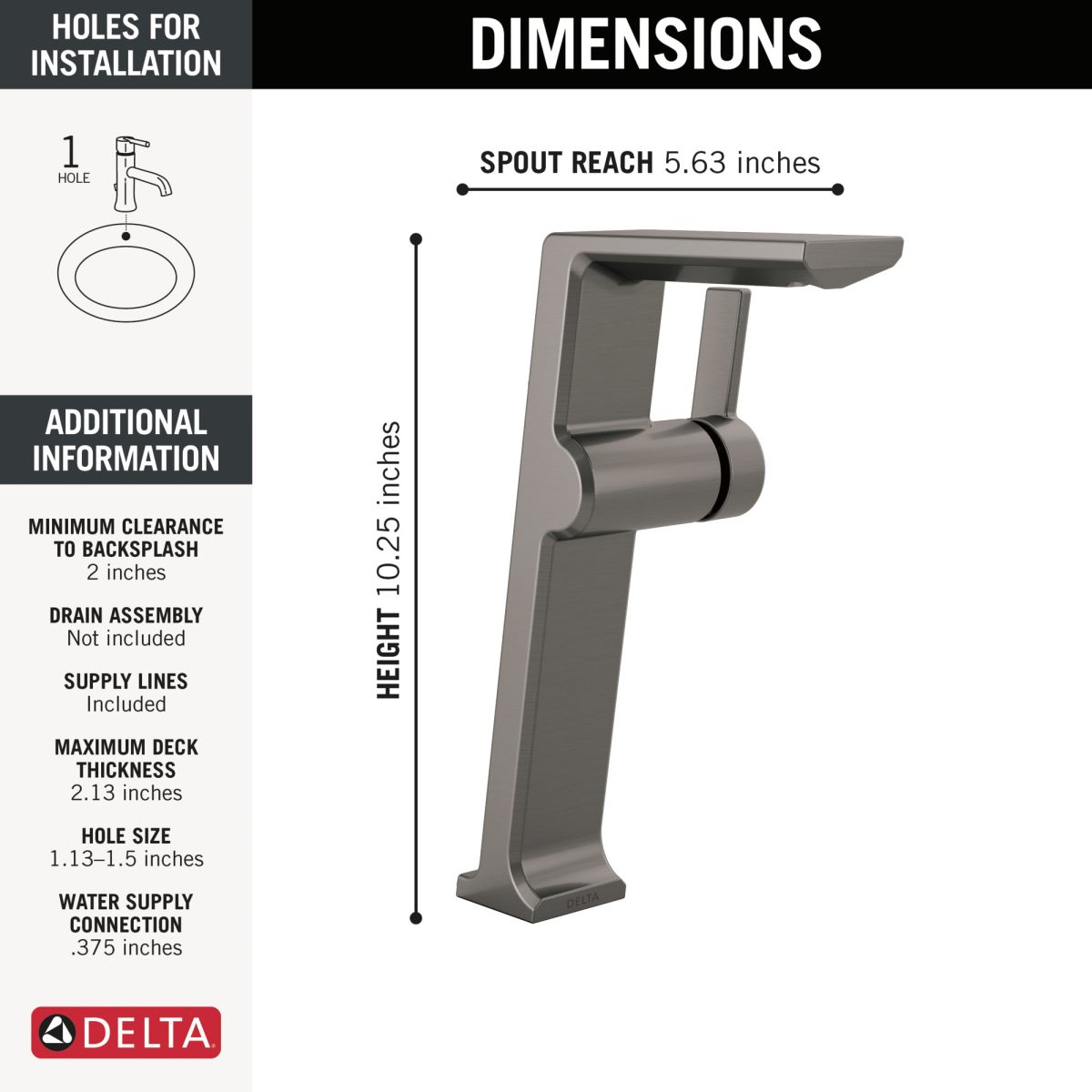 DELTA Pivotal Single Handle Vessel Bathroom Faucet — Lumicoat® Black Stainless