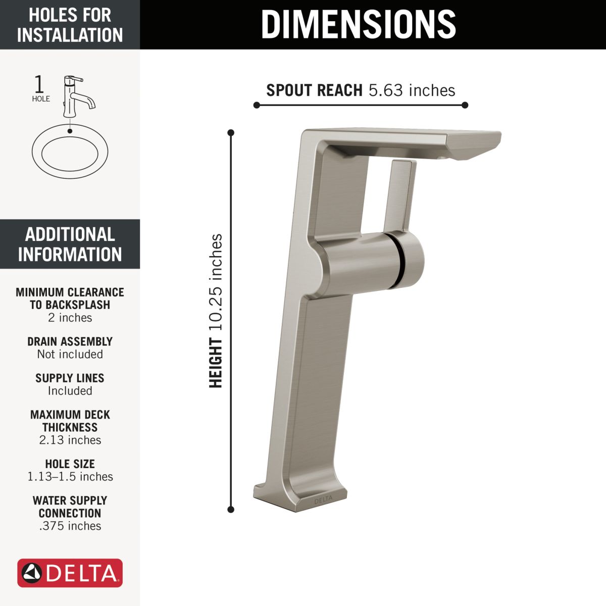 DELTA Pivotal Single Handle Vessel Bathroom Faucet — Lumicoat® Stainless