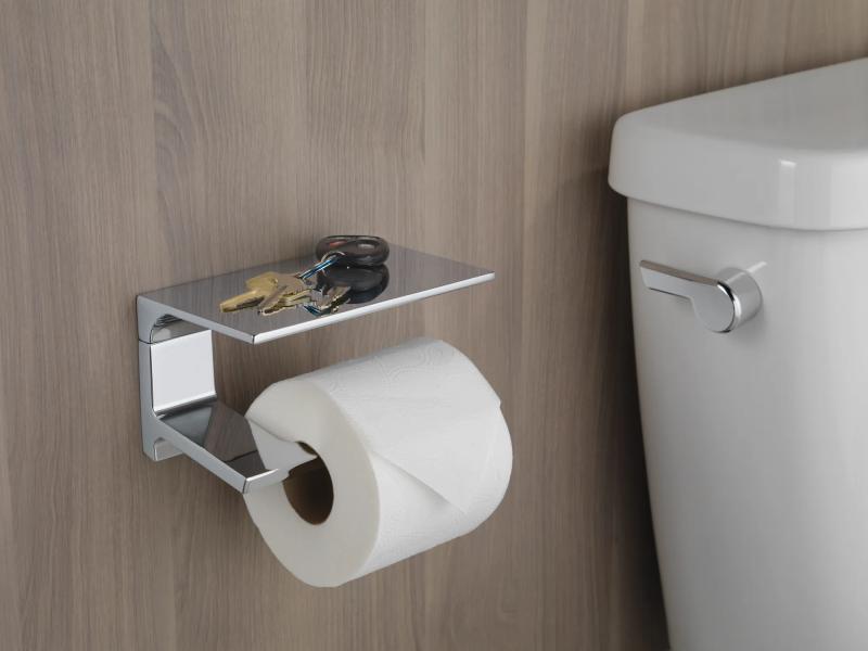 DELTA Pivotal Tissue Holder with Shelf — Chrome