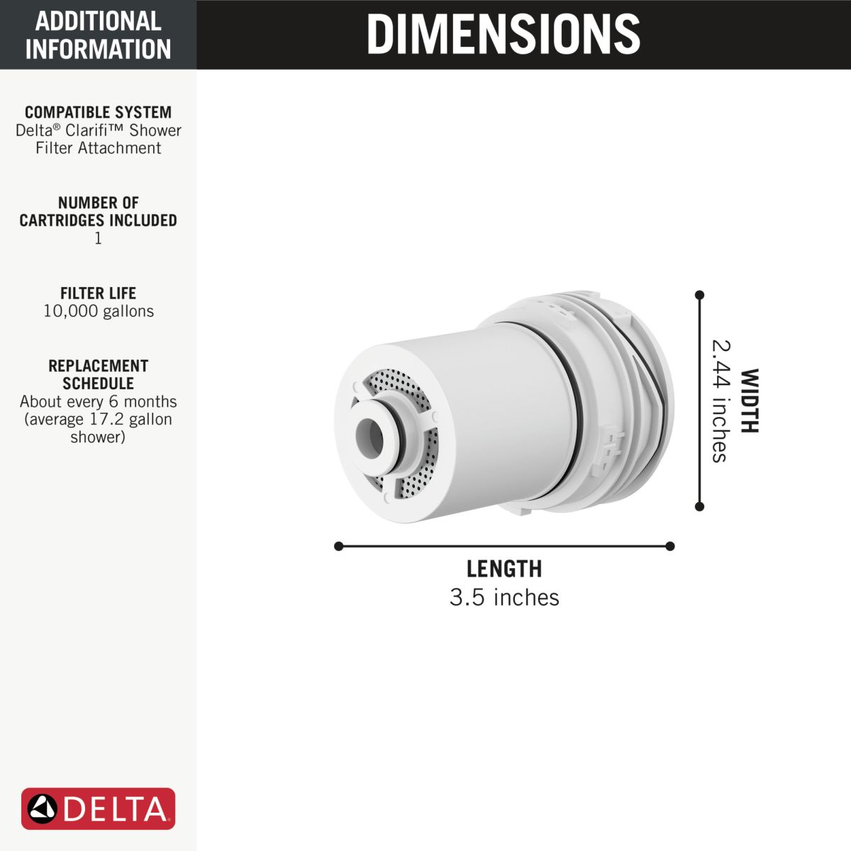 DELTA Clarifi Shower Filter Replacement Cartridge — Not Applicable