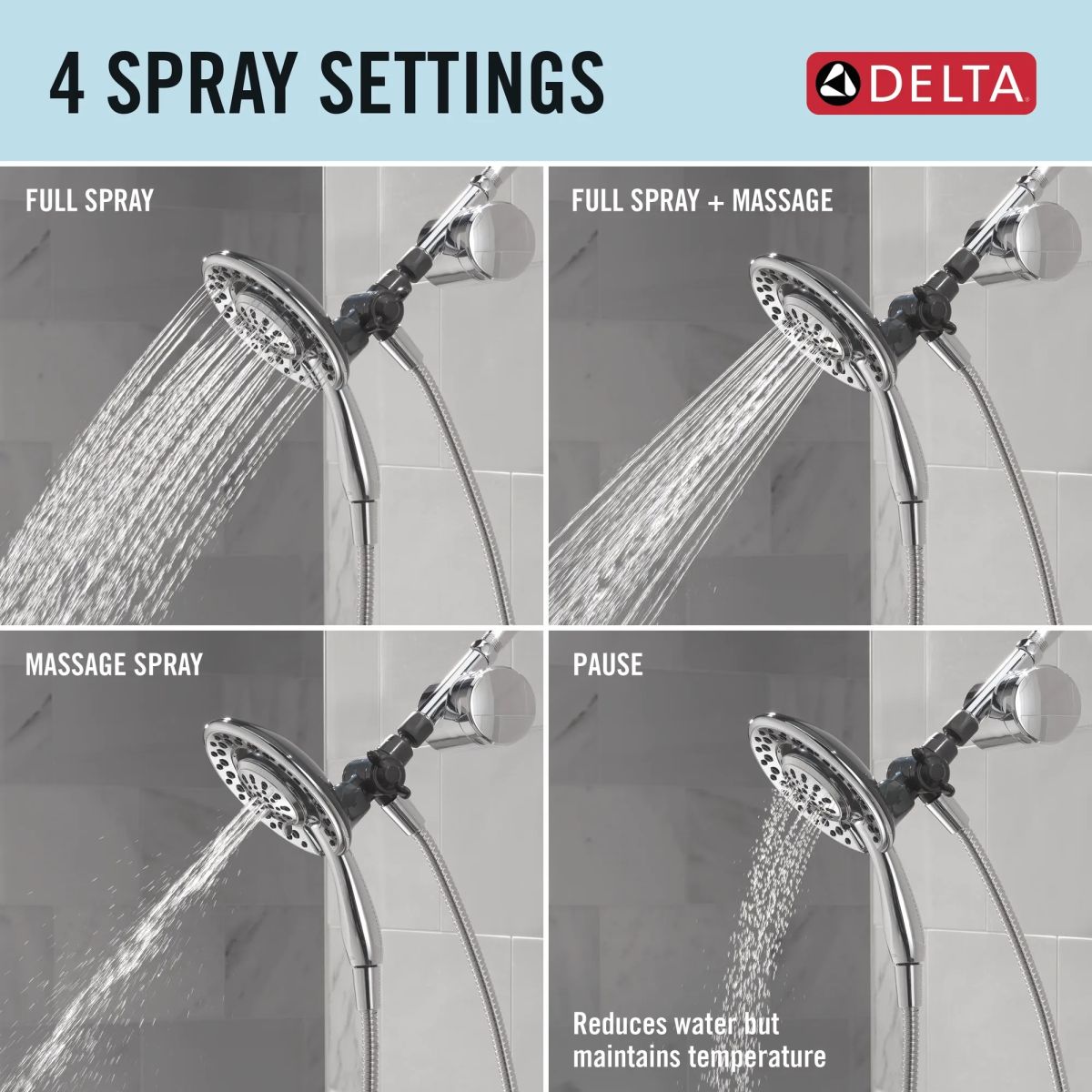 DELTA Clarifi Shower Filter Attachment with 4-Setting In2ition — Chrome