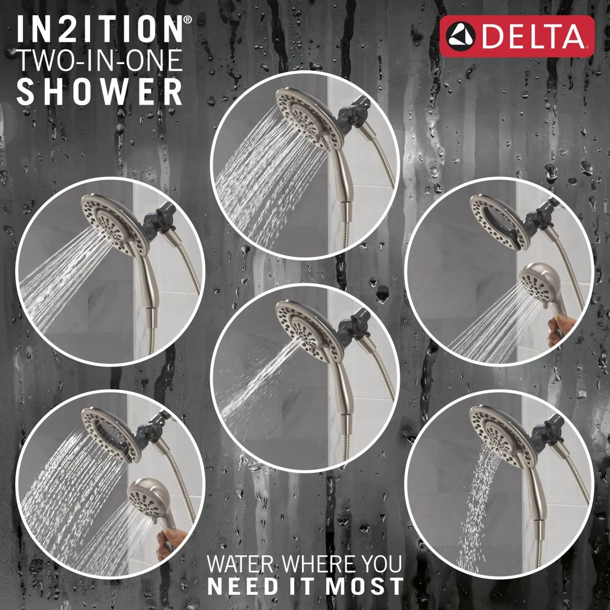 DELTA Clarifi Shower Filter Attachment with 4-Setting In2ition — Spotshield Brushed Nickel