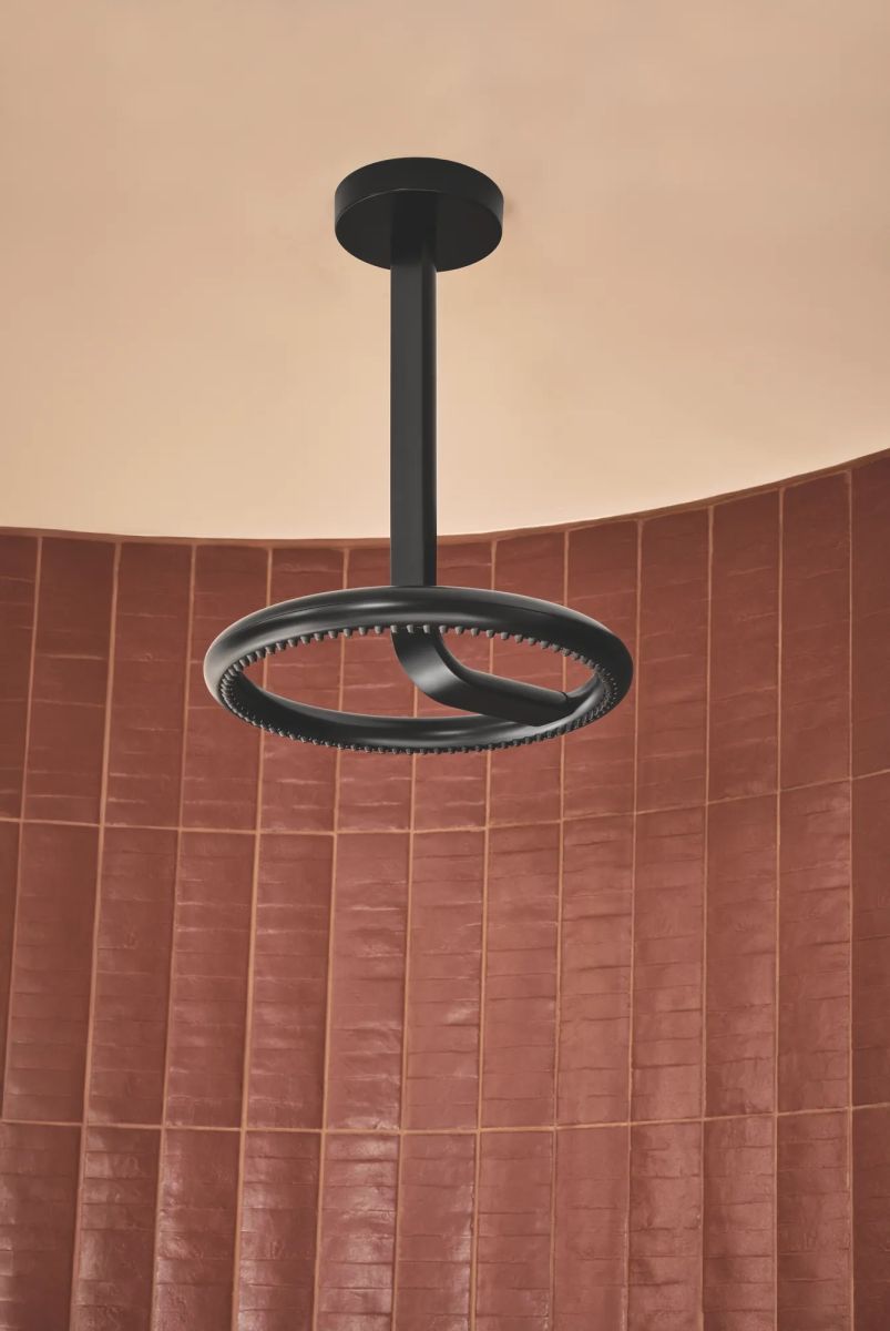BRIZO Roccesco 12" Ceiling Mount Shower Arm and Flange — Matte Black