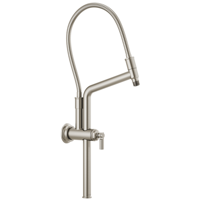 BRIZO Essential Shower 10 7/16" Classic Slide Bar Shower Arm And Flange — Luxe Nickel