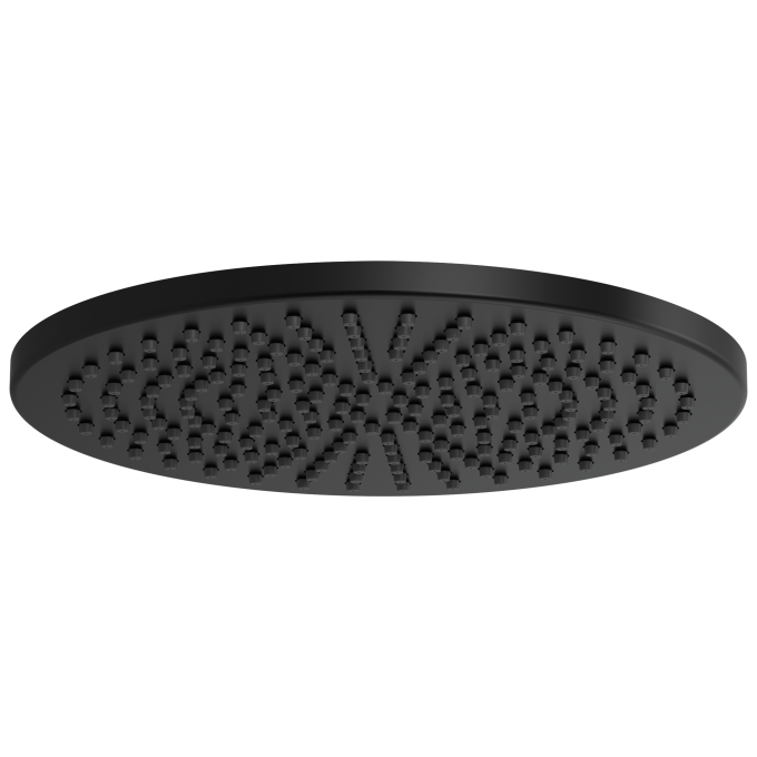 BRIZO Essential Shower 12" Linear Round Single-Function Raincan Shower Head - 2.5 GPM — Matte Black
