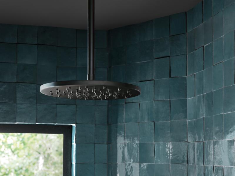 BRIZO Essential Shower 10" Ceiling Mount Shower Arm And Round Flange — Matte Black