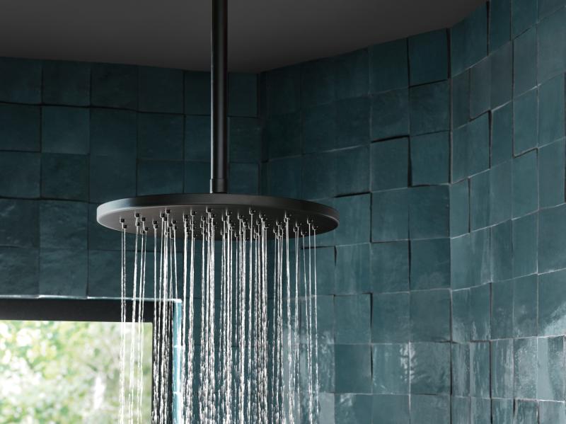 BRIZO Essential Shower 10" Ceiling Mount Shower Arm And Round Flange — Matte Black