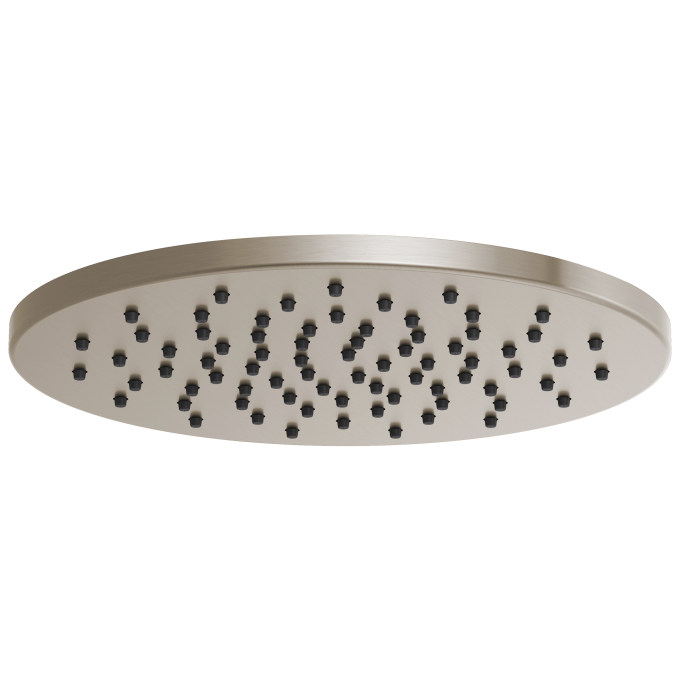 BRIZO Essential Shower 12" Linear Round Single-Function Raincan Shower Head - 1.75 GPM — Brushed Nickel