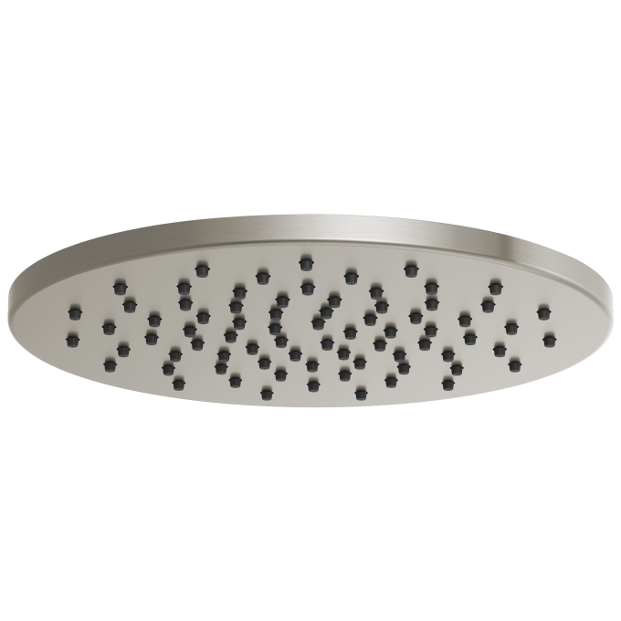 BRIZO Essential Shower 12" Linear Round Single-Function Raincan Shower Head - 1.75 GPM — Luxe Nickel