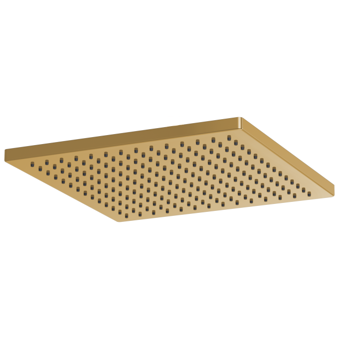 BRIZO Essential Shower 12" Linear Square Single-Function Raincan Shower Head - 2.5 GPM — Polished Gold