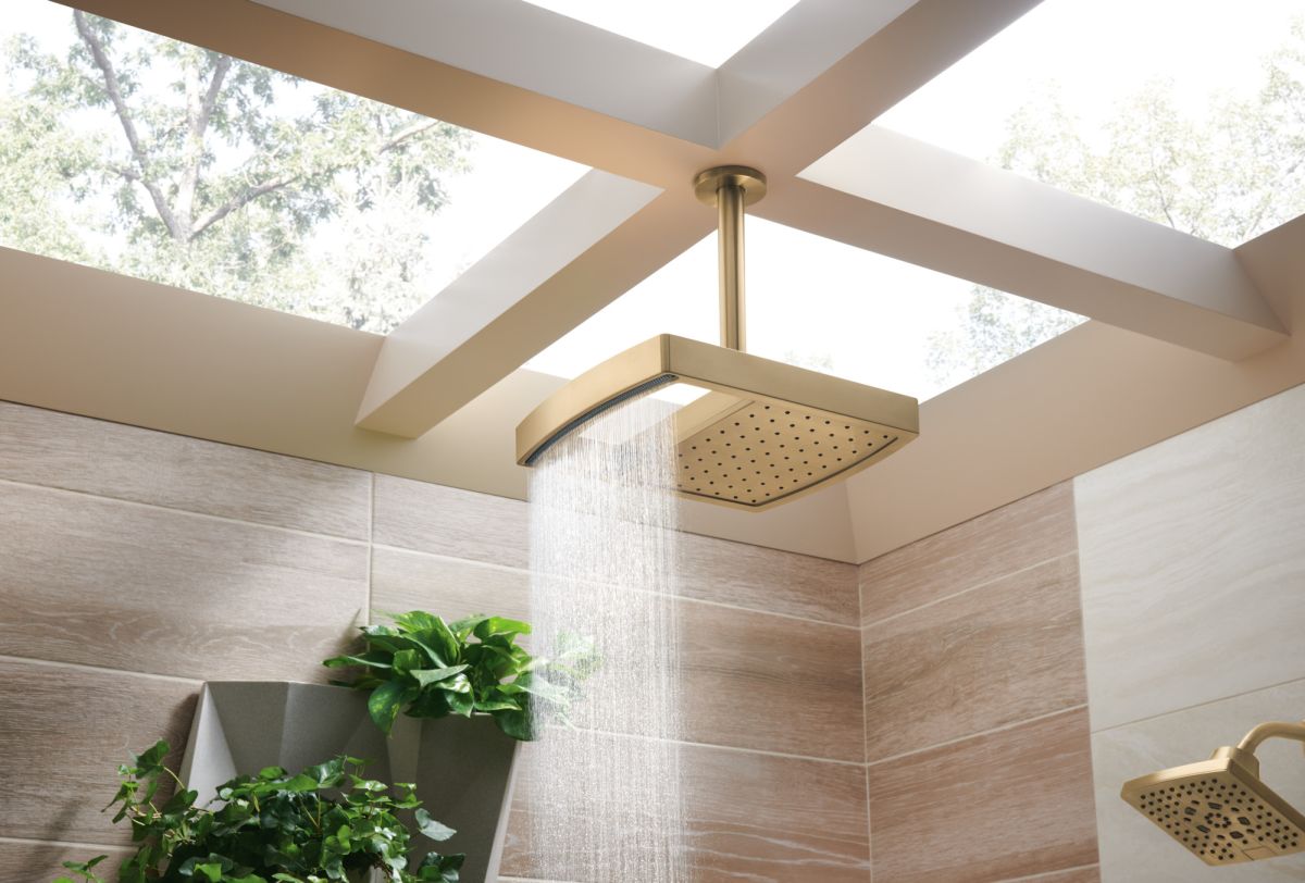 BRIZO Kintsu 14" Dual Waterway Multi-Function Raincan Shower Head - 2.5 GPM — Luxe Gold