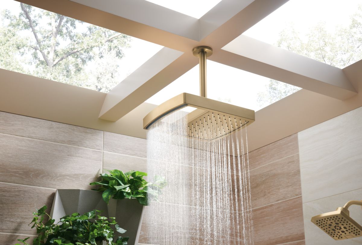 BRIZO Kintsu 14" Dual Waterway Multi-Function Raincan Shower Head - 2.5 GPM — Luxe Gold