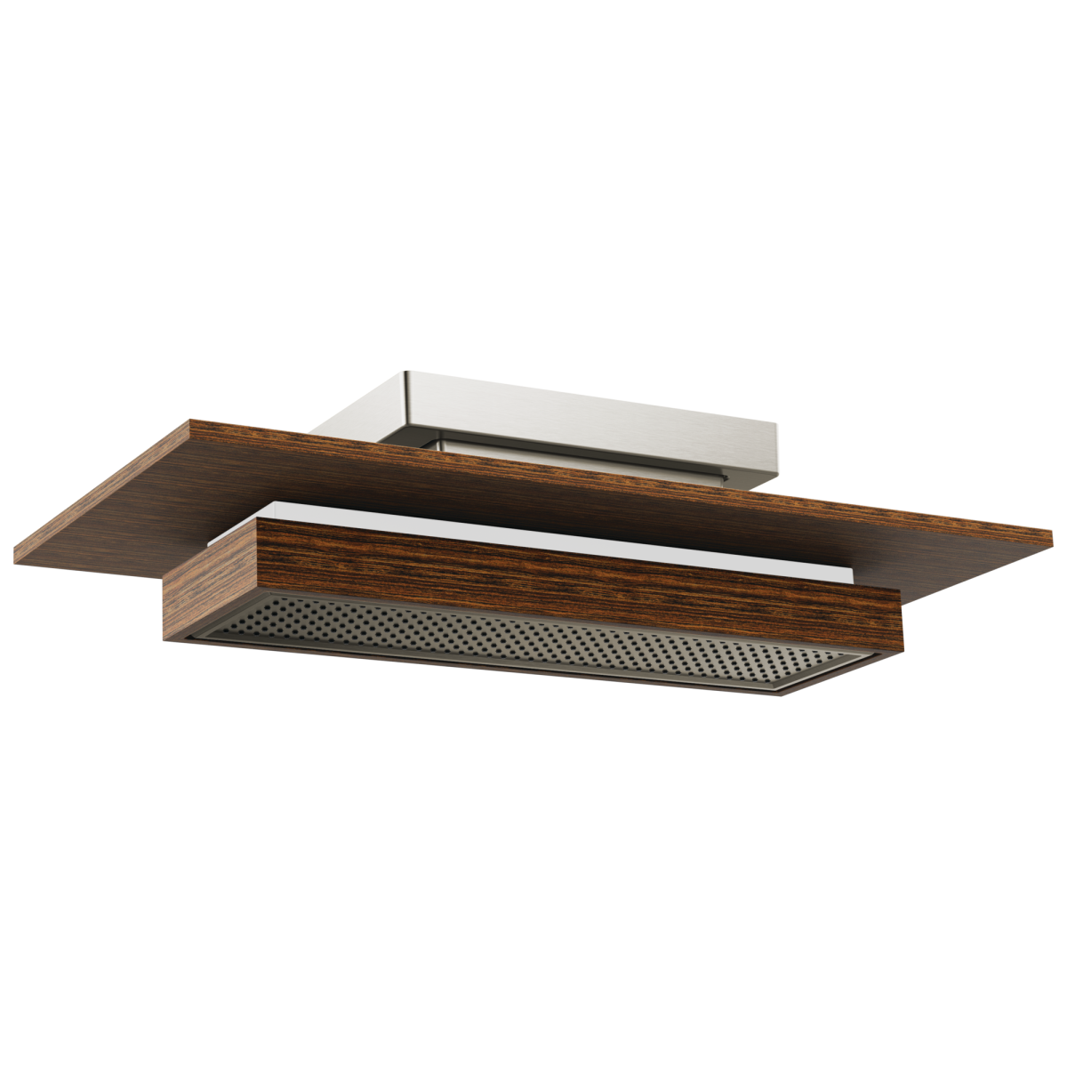 BRIZO Frank Lloyd Wright 21” Single-Function Raincan Shower Head with Integrated Lighting - 1.75 GPM — Luxe Nickel / Teak Wood