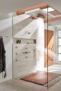 BRIZO Frank Lloyd Wright 21” Single-Function Raincan Shower Head with Integrated Lighting - 1.75 GPM — Luxe Nickel / Teak Wood